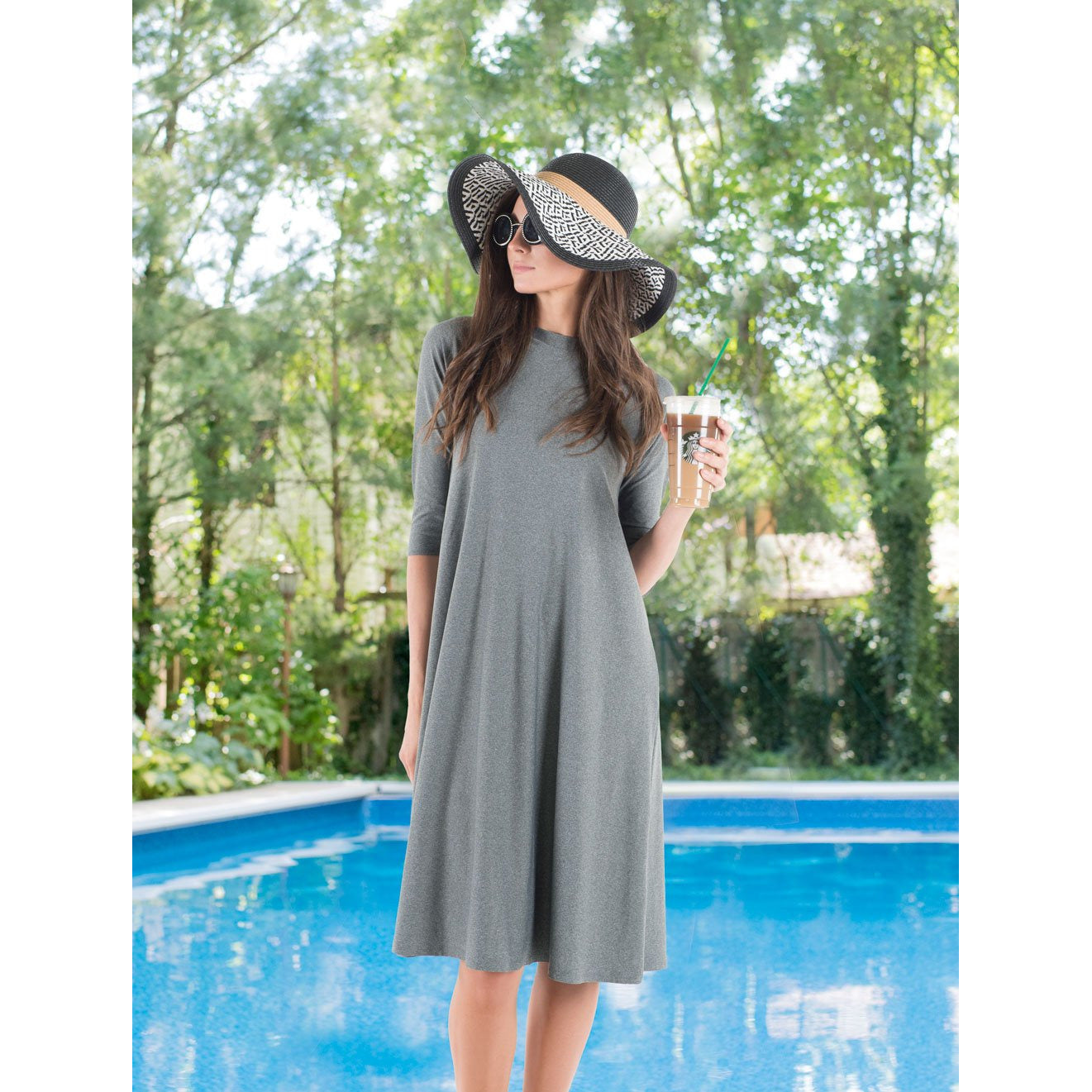 Women Swing Dress - Heather Grey - Flamingo