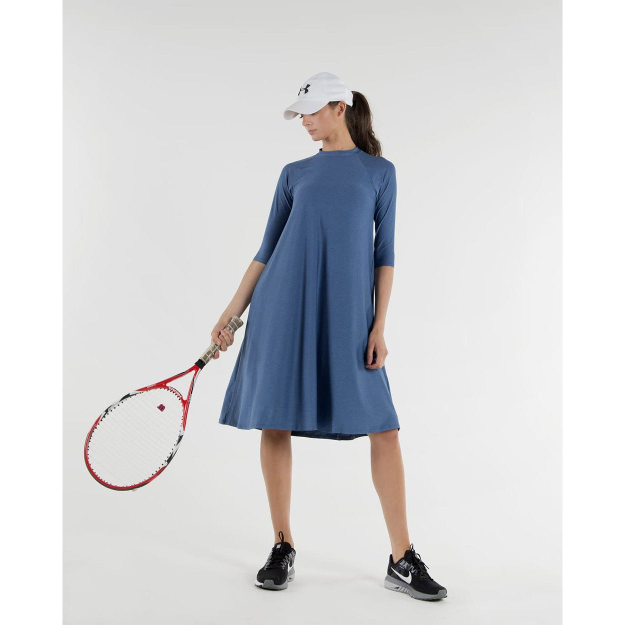 Women Swing Dress - Chambray - Flamingo